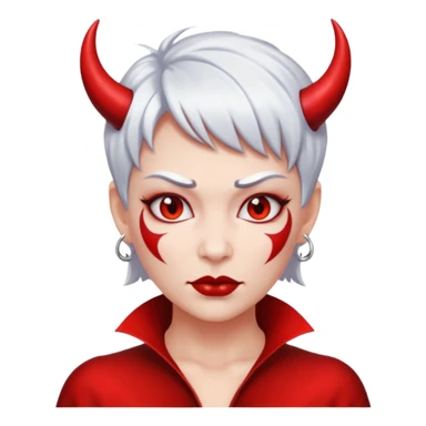Devil woman in red with short white hairstyle sticker