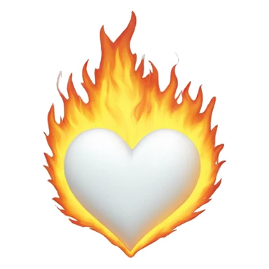 white burning heart sticker