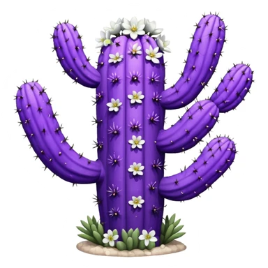A purple Saguaro Cactus with white Blossoms  sticker