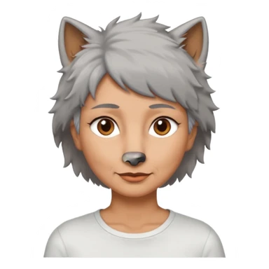 woman 50 years old, short grey fluffy wolf-cut hair, tannes skin and brown eyes sticker