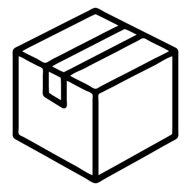 a cardboard box with one side showing, minimal, clean lines sticker