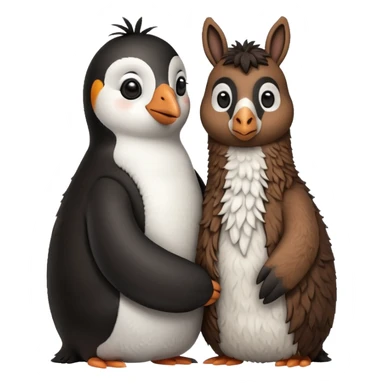 Penguin hugging tall llama sticker
