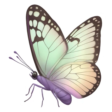 Pastel soft-colored whitish iridescent purple butterfly sticker
