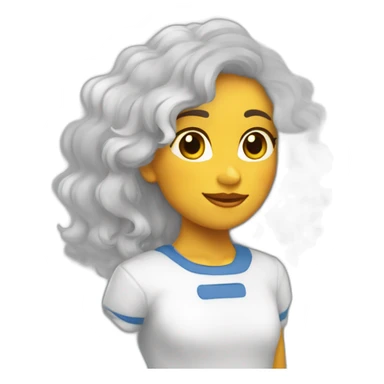 Chica blanca pelo blanco onduladi sticker