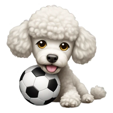 Poodle with a soccer ball sticker
