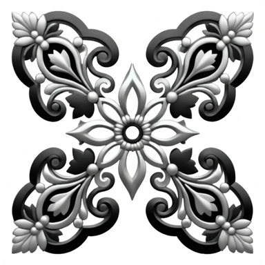 Black and silver filigree page corner, 3D, extremely detailed design sticker