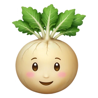 white turnip with cute smiling face and leafy stalk sticker