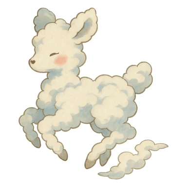 vanilla cloud doe, floating, rosy cheeks, ghibli inspired sticker