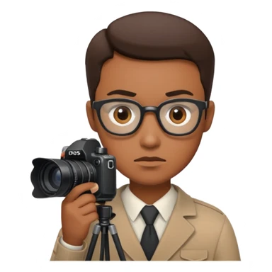 a journalist with a camera sticker