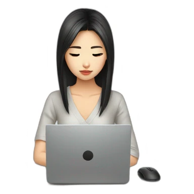 asia-girl-beautiful-typing-on-computer-sad sticker
