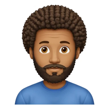 Medium brown skin man with beard and a curly small Afro fade sticker