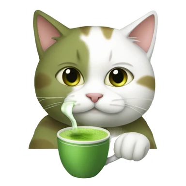 Cat drinking matcha sticker