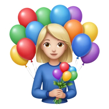 Girl with bouquet of balloons sticker
