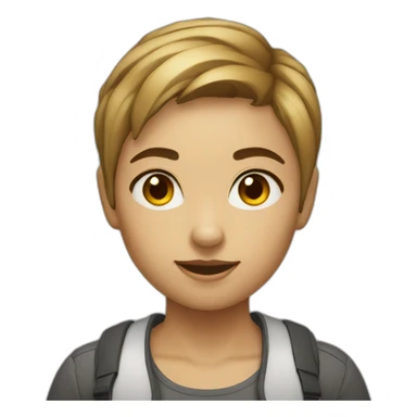 junior woman developer short hair no glasses sticker