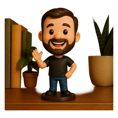 cheerful bobblehead style character sticker