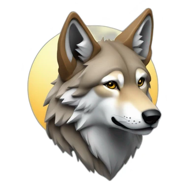 kubic wolf, gazing in a far distance, logo, digital art sticker