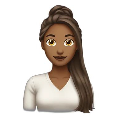 brown skin long hair women sticker