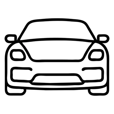 Porsche car, line art icon style, black outlines, no fill, minimalistic sticker