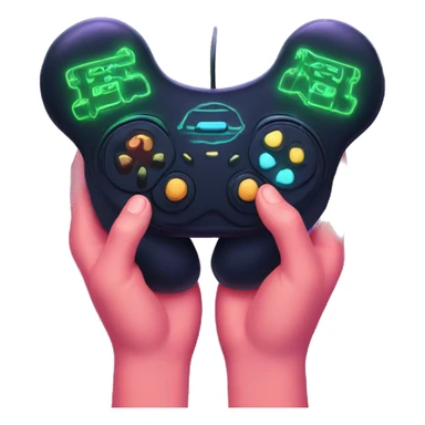 joystick in hands neon sticker
