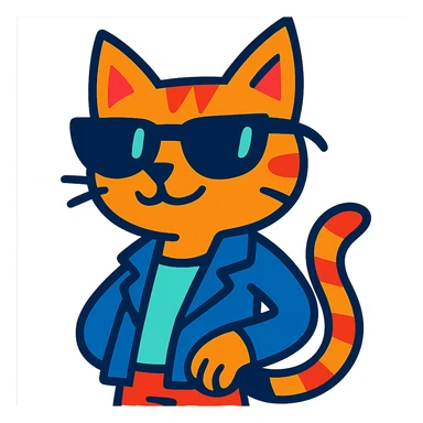 cool cat with sunglasses, vibrant style, confident vibe sticker