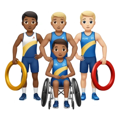 paralympic games with disable athletes with the right colors of olympic rings sticker