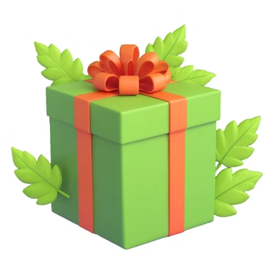 leaves bursting out of a gift box sticker