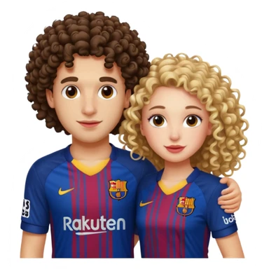 barça footballer with a very pretty girl with curly hair and white skin sticker