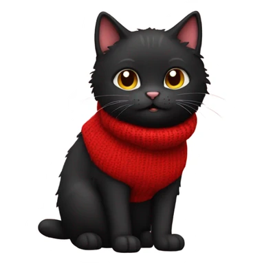 Cute fluffy black cat wearing a red sweater sticker