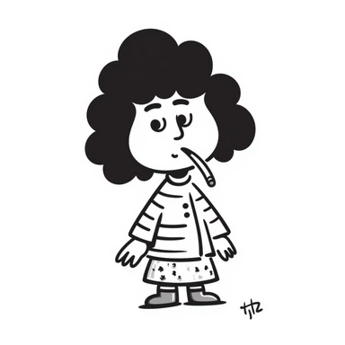 hand-drawn doodle of a whimsical character named 'tralalero tralala' smoking a joint sticker