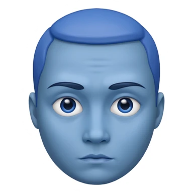 Blue round face sharp facial structure sharp cheeks no expression  sticker