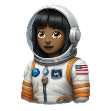 astronaut girl black hair and bangs sticker