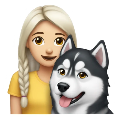 Husky with girl  sticker