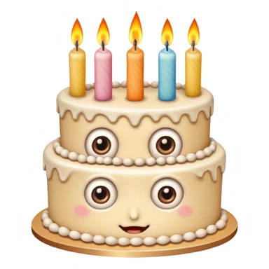 birthday cake with eyes and candles looking normal sticker