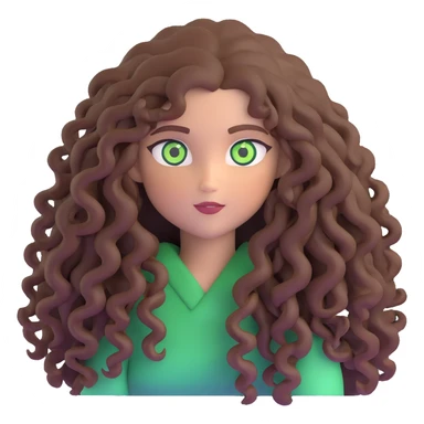 Character with extremely long enormous curly brown hair and striking green eyes sticker