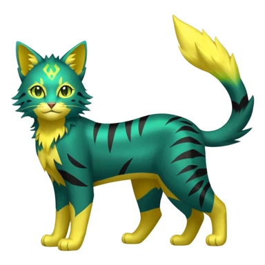Green and Yellow Electrike-Lucretia-Luxray-Sprigatito-Bobcat-Amaura-Aurorus-Shiny-glorp-cat-fusion (full body) sticker