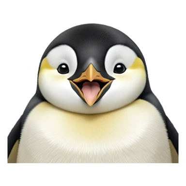 Cinematic Cute Yawning Emperor Penguin Portrait Emoji, Head tilted slightly with a dramatic, wide-open yawn, showcasing smooth, downy feathers with a striking contrast and sleepy, half-closed eyes, Simplified yet irresistibly adorable features, highly detailed, glowing with a soft, cozy polar glow, high shine, relaxed yet expressive, stylized with a touch of whimsical charm, soft glowing outline, capturing the essence of a drowsy yet affectionate arctic guardian that seems ready to stretch out and nap! sticker