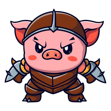 angry Minecraft baby Piglin in leather armor sticker