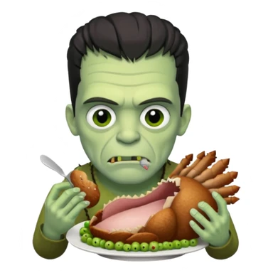 Frankenstein eating turkey sticker
