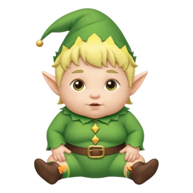 Chubby elf baby with green outfit sticker
