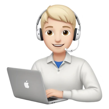 video meeting via laptop smiling person with airpods  sticker