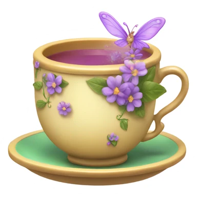 Fairy magic tea cup with flowers sticker