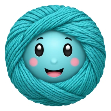 emoji de novelo de crochê na cor ciano sticker