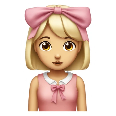 girl rabbit sad big eyes with a head bow sticker