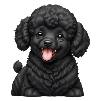 Cinematic Cute Yawning Black Poodle Portrait Emoji, Head tilted slightly with a dramatic, wide-open yawn, displaying a soft, curly jet-black Fur with a refined texture, floppy ears slightly drooping, round dark eyes barely open in drowsy contentment, Simplified yet irresistibly adorable features, highly detailed, glowing with a soft, cozy glow, high shine, relaxed yet expressive, stylized with a touch of whimsy, bright and endearing, soft glowing outline, capturing the essence of a sleepy yet affectionate companion, so drowsy it feels like it could stretch right out of the screen and curl up for a nap! sticker