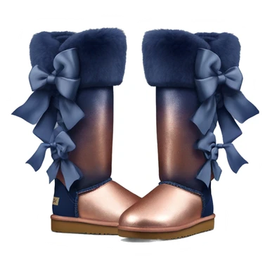 Realistic Pair of copper to Navy blue ombre Ugg fur boots with bows sticker