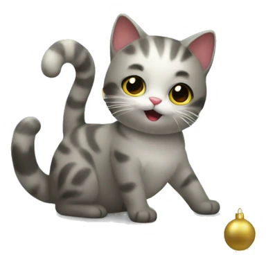 Cat playing with Christmas tree  sticker