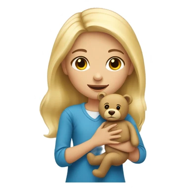 Little Blonde girl holding a teddy bear sticker