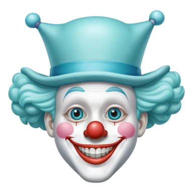 Chú hề, đội mũ chú hề cao xanh nước biển, cười tươi, khuôn mặt dài, 25 tuổi sticker