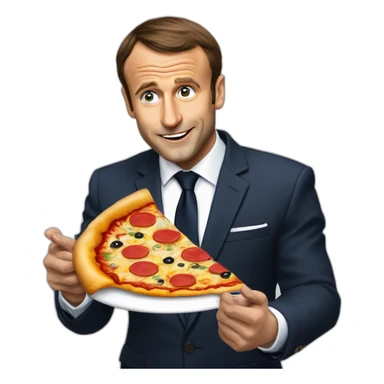 Macron qui mange une pizza sticker
