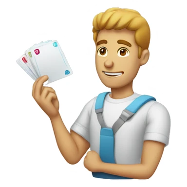 man paying upront sticker